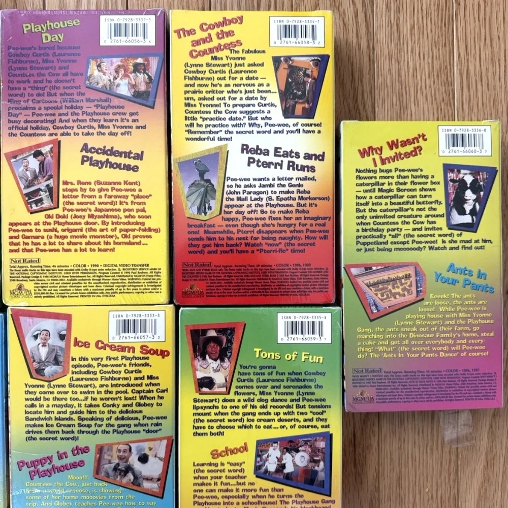 Pee Wee's Playhouse VHS Set of 11 Tapes - 9 are Factory Sealed PeeWee Herman